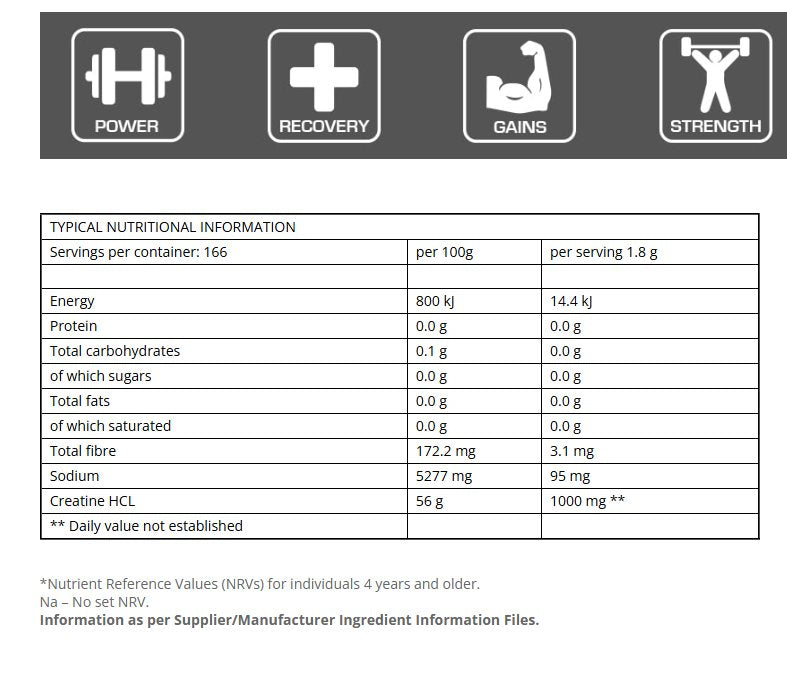 Creatine HCL V2 300g - (Pre, Intra and Post Workout)